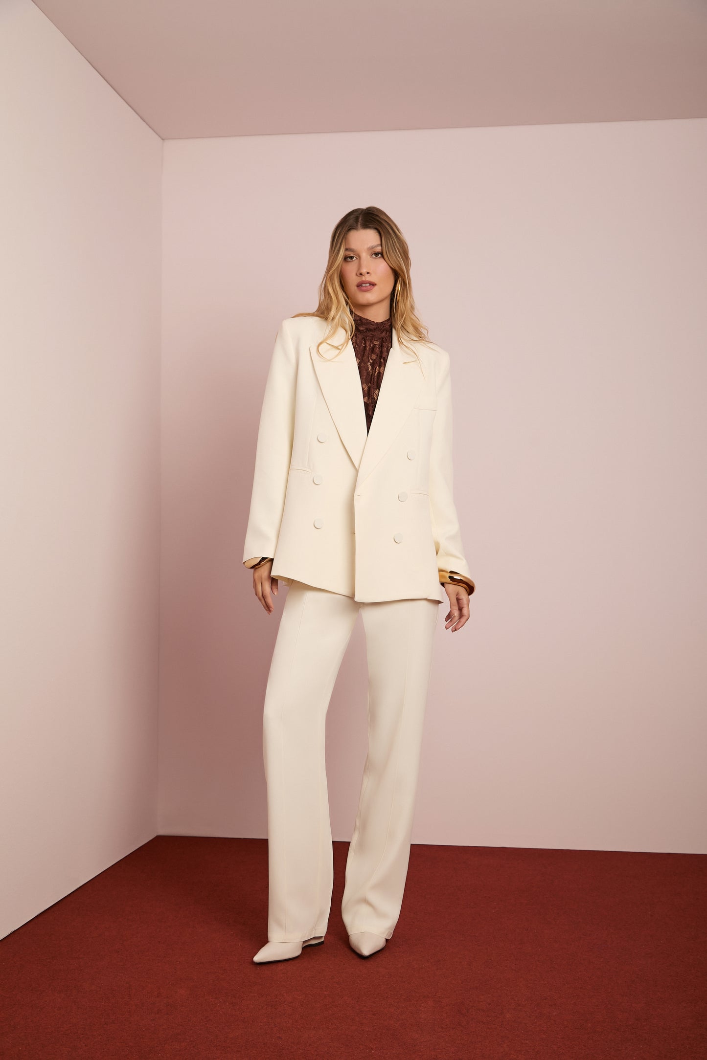 Blazer Alfaiataria Off White de Crepe Patou