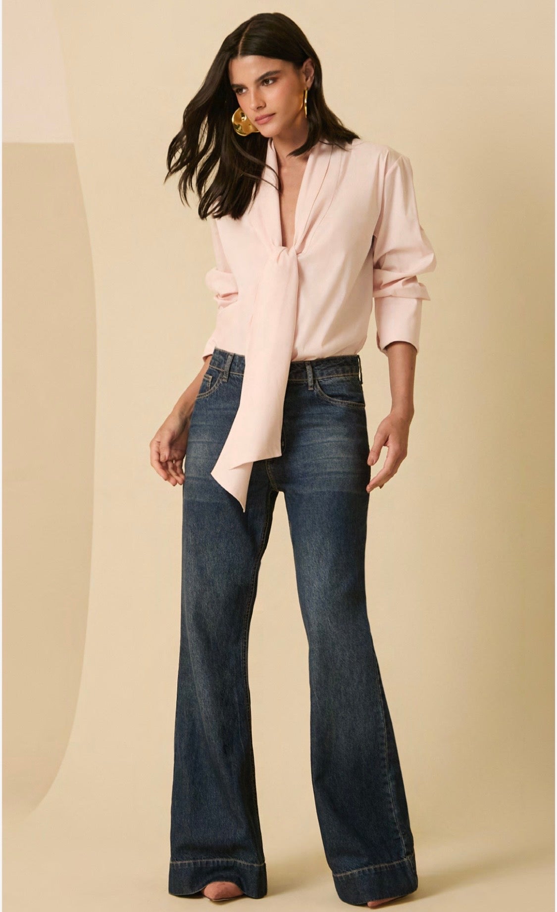 Camisa de Tricoline Rosa Pétala