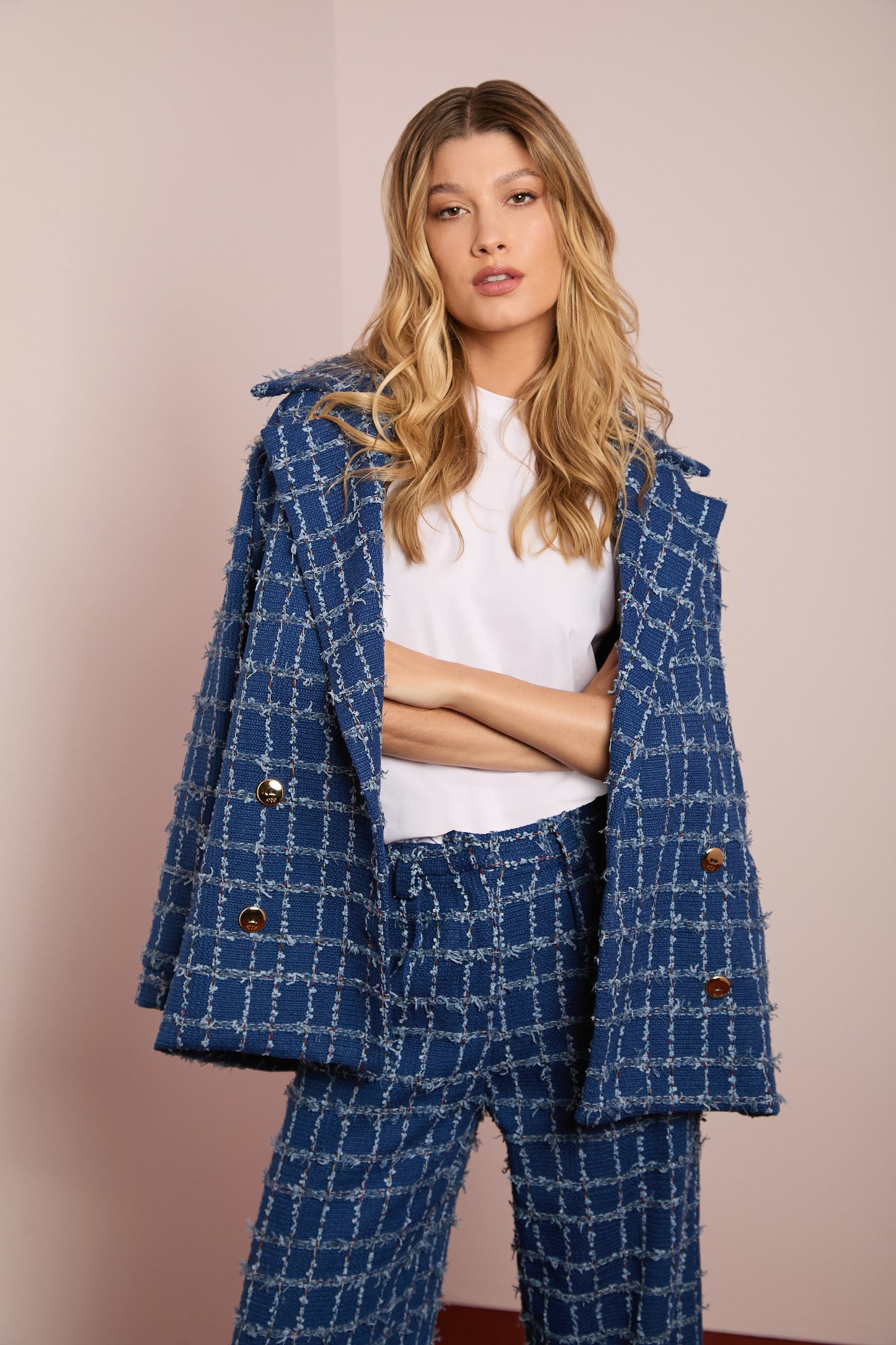Blazer Oversized de Tweed Azul