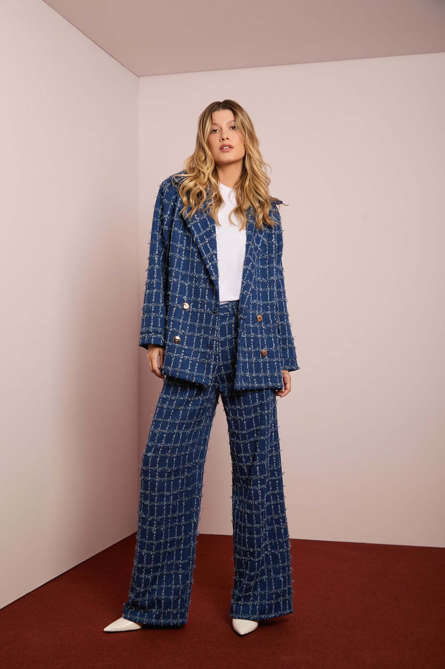 Blazer Oversized de Tweed Azul
