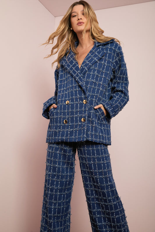 Blazer Oversized de Tweed Azul