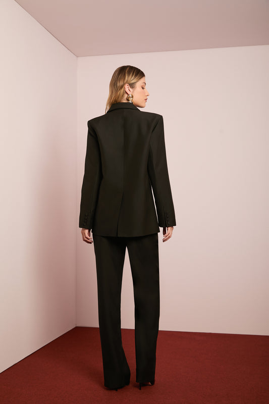 Blazer Alfaiataria Preto de Crepe Patou
