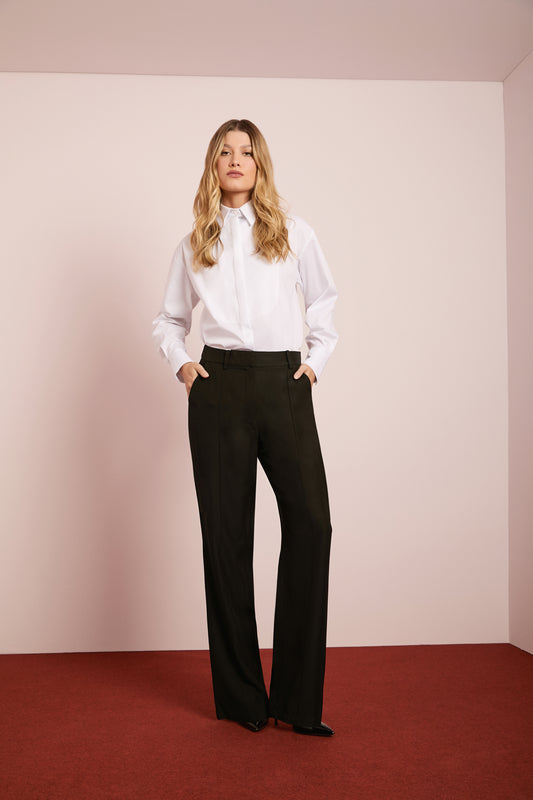 Calça Preta Alfaiataria de Crepe Patou