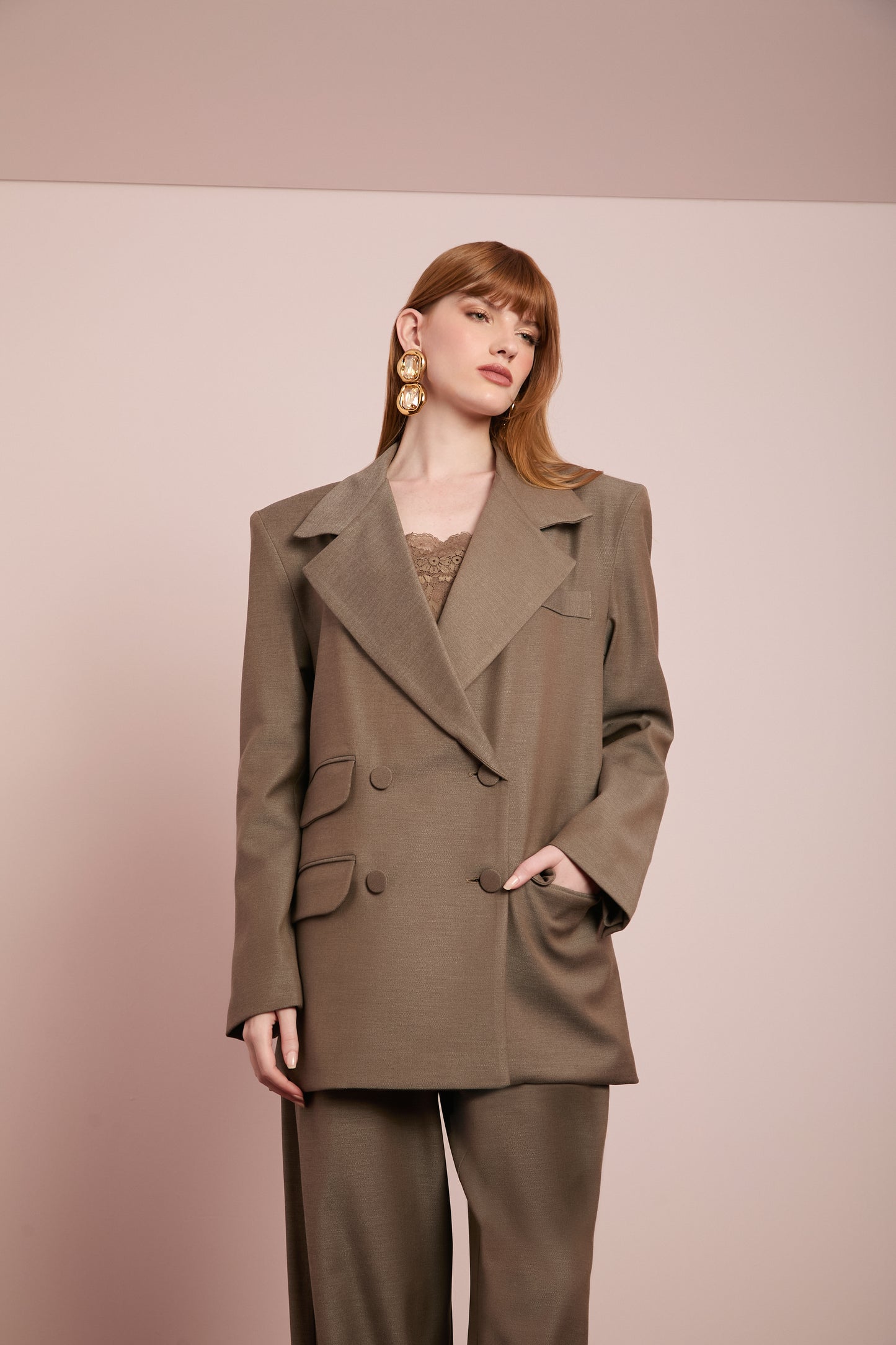 Blazer Alfaiataria Mescla Oversized