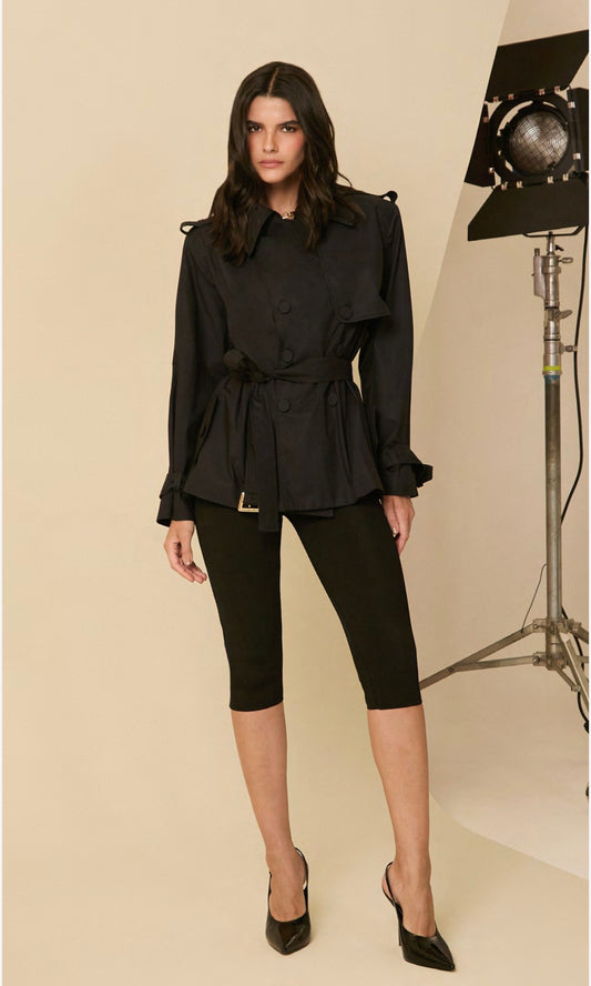 Trench Coat Curto Preto