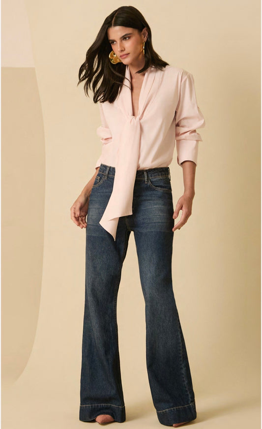 Camisa de Tricoline Rosa Pétala
