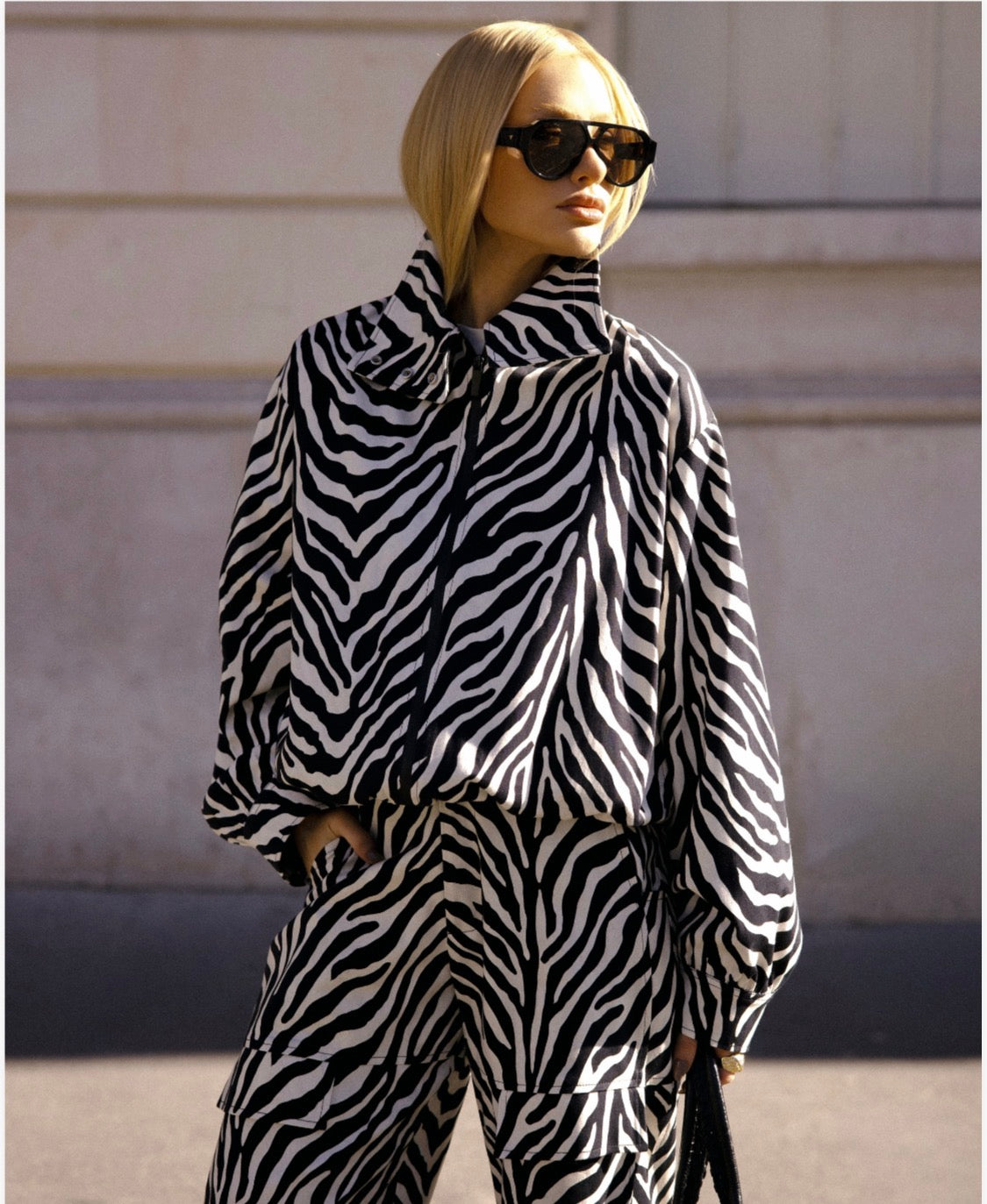 Jaqueta Maxi Bomber Zebra