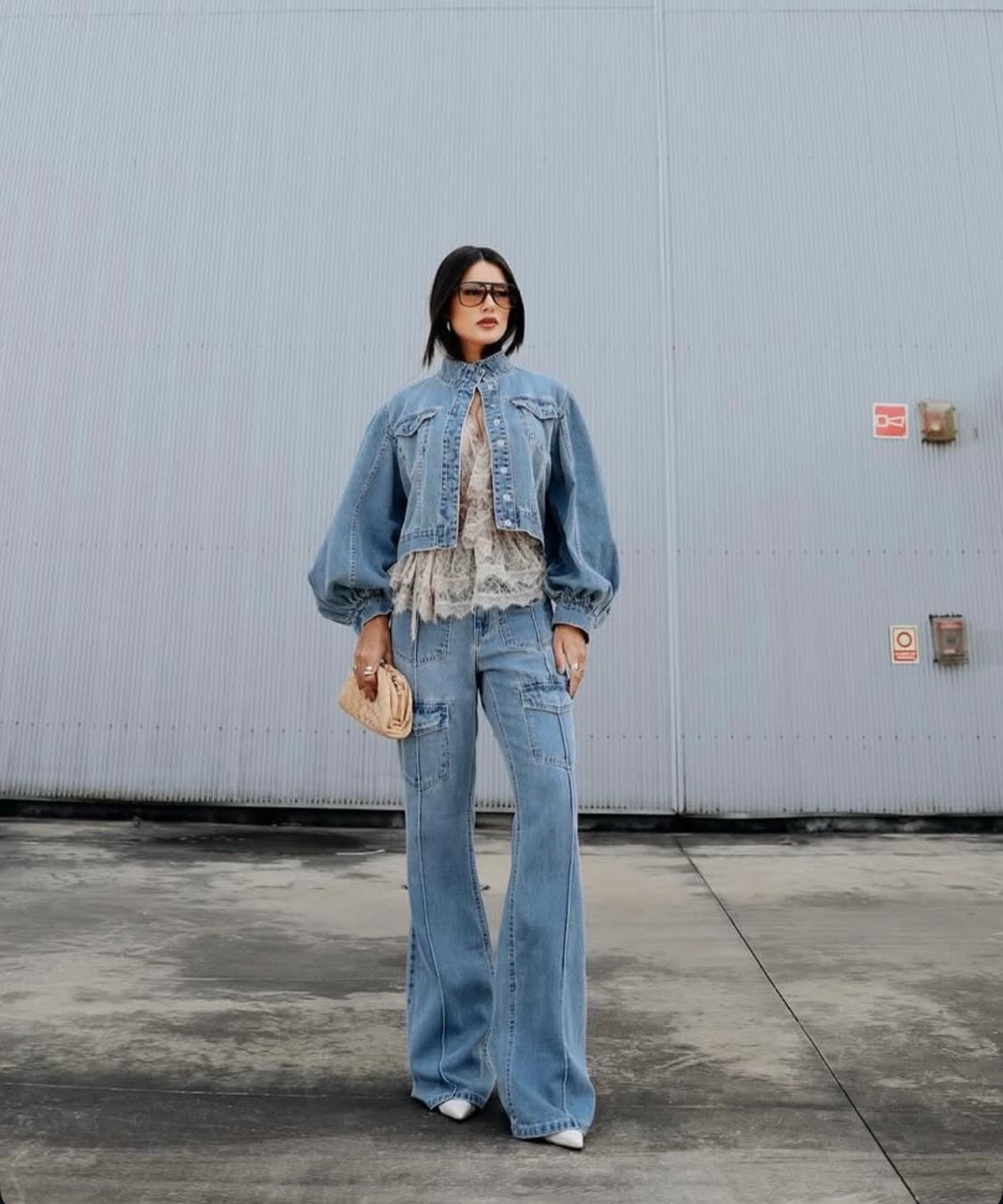 Jaqueta Jeans Manga Baloon