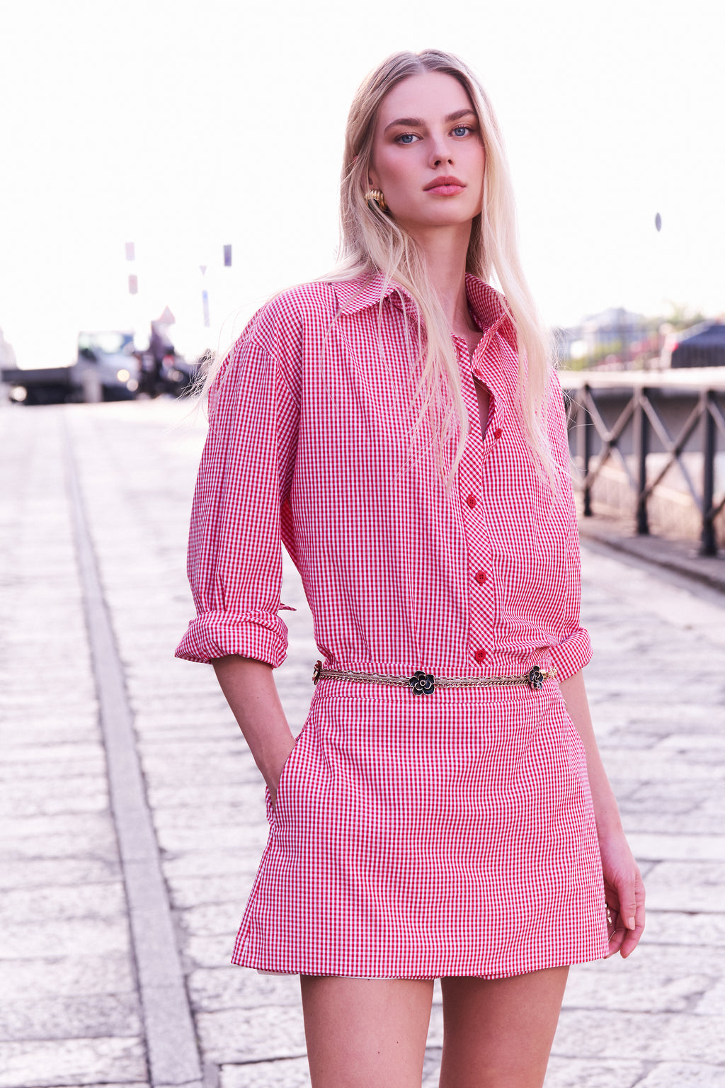 Conjunto Vichy com Camisa e Short Saia