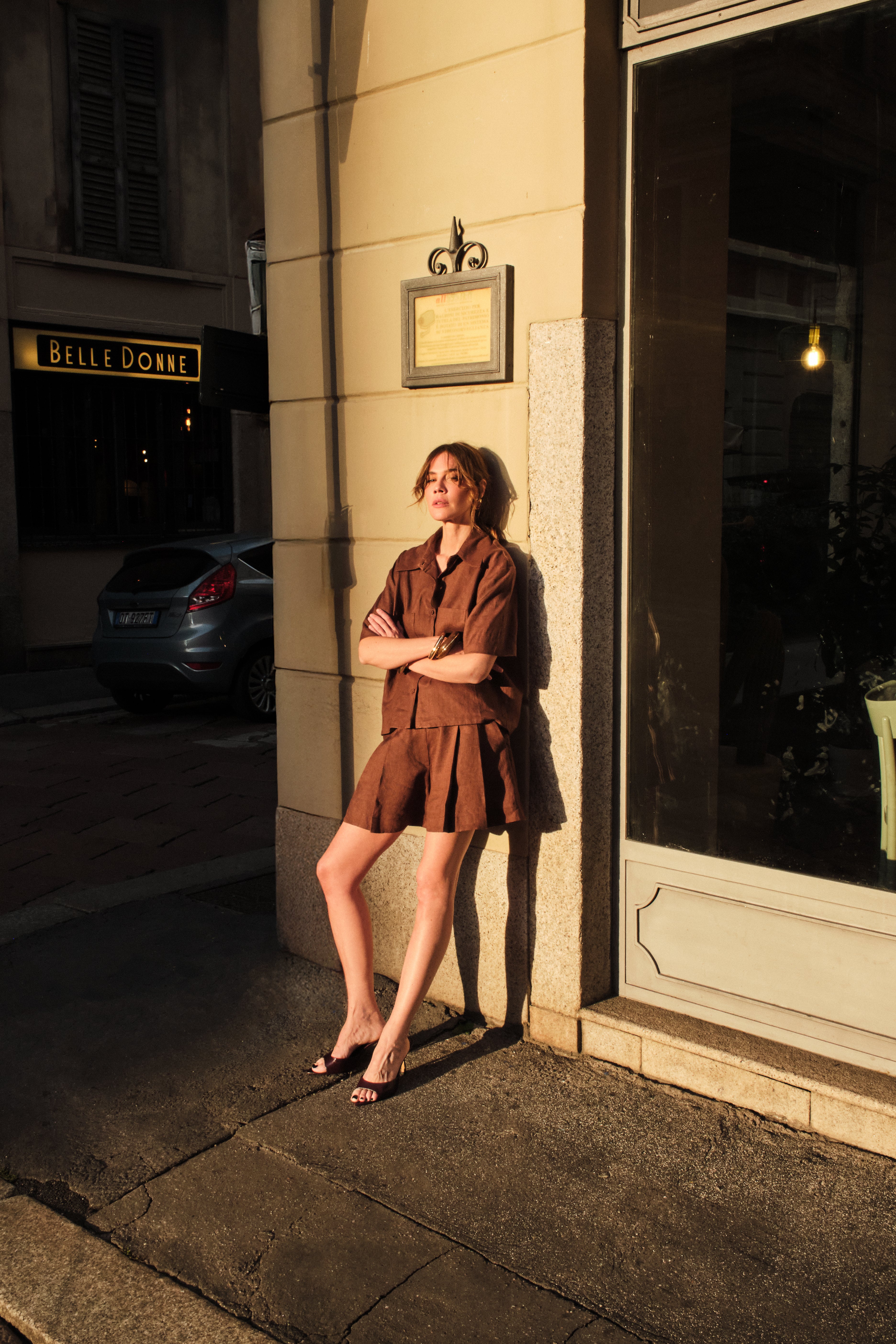 Conjunto de Linho Marrom Camisa e Short