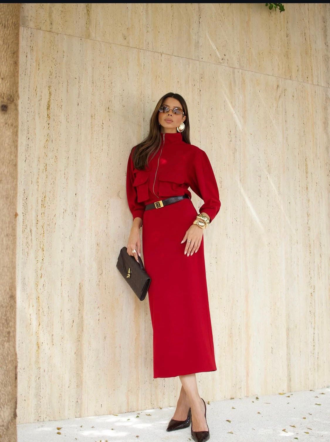 Conjunto Ruby Red Jaqueta e Saia Midi